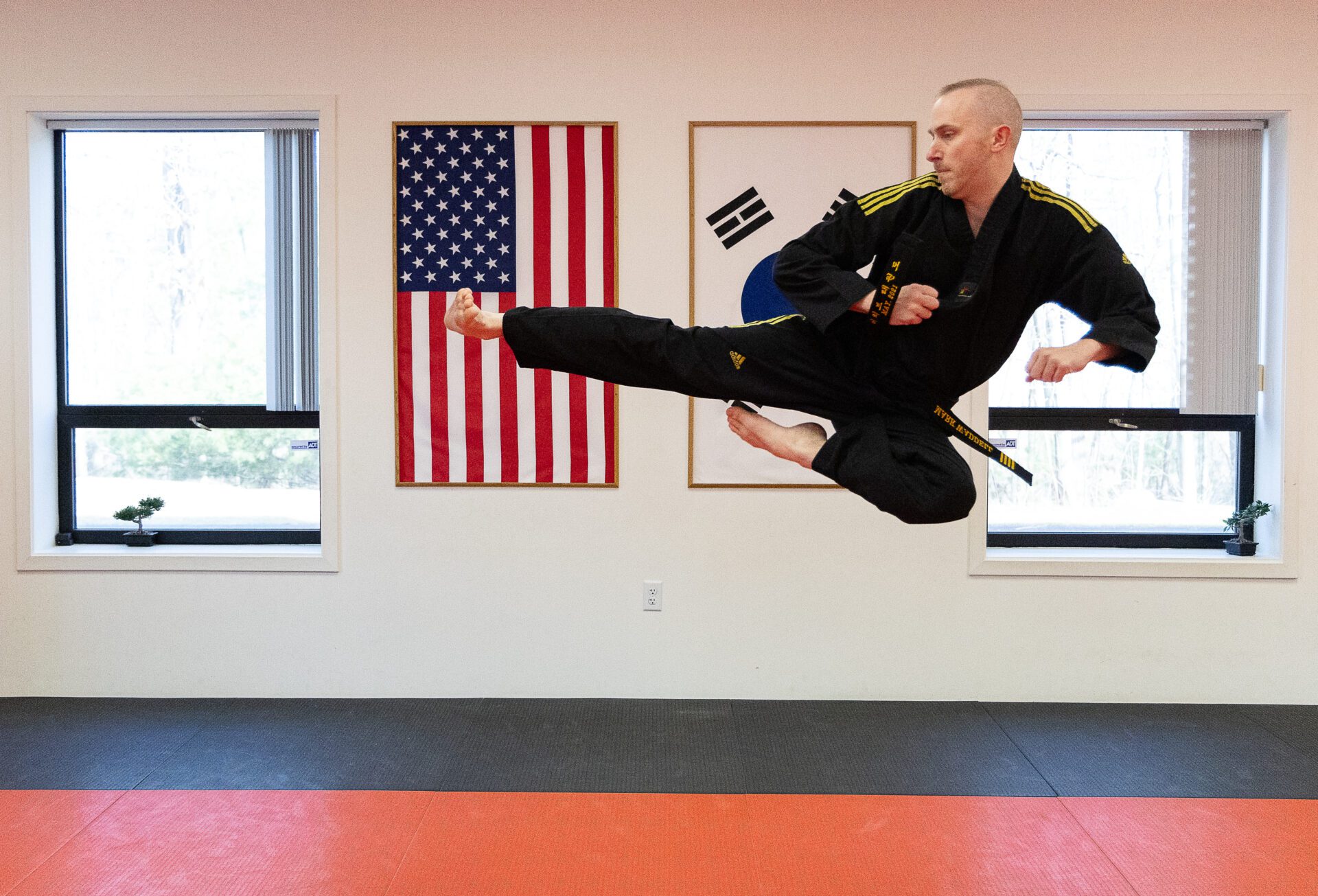 Master Waddell flying side kick